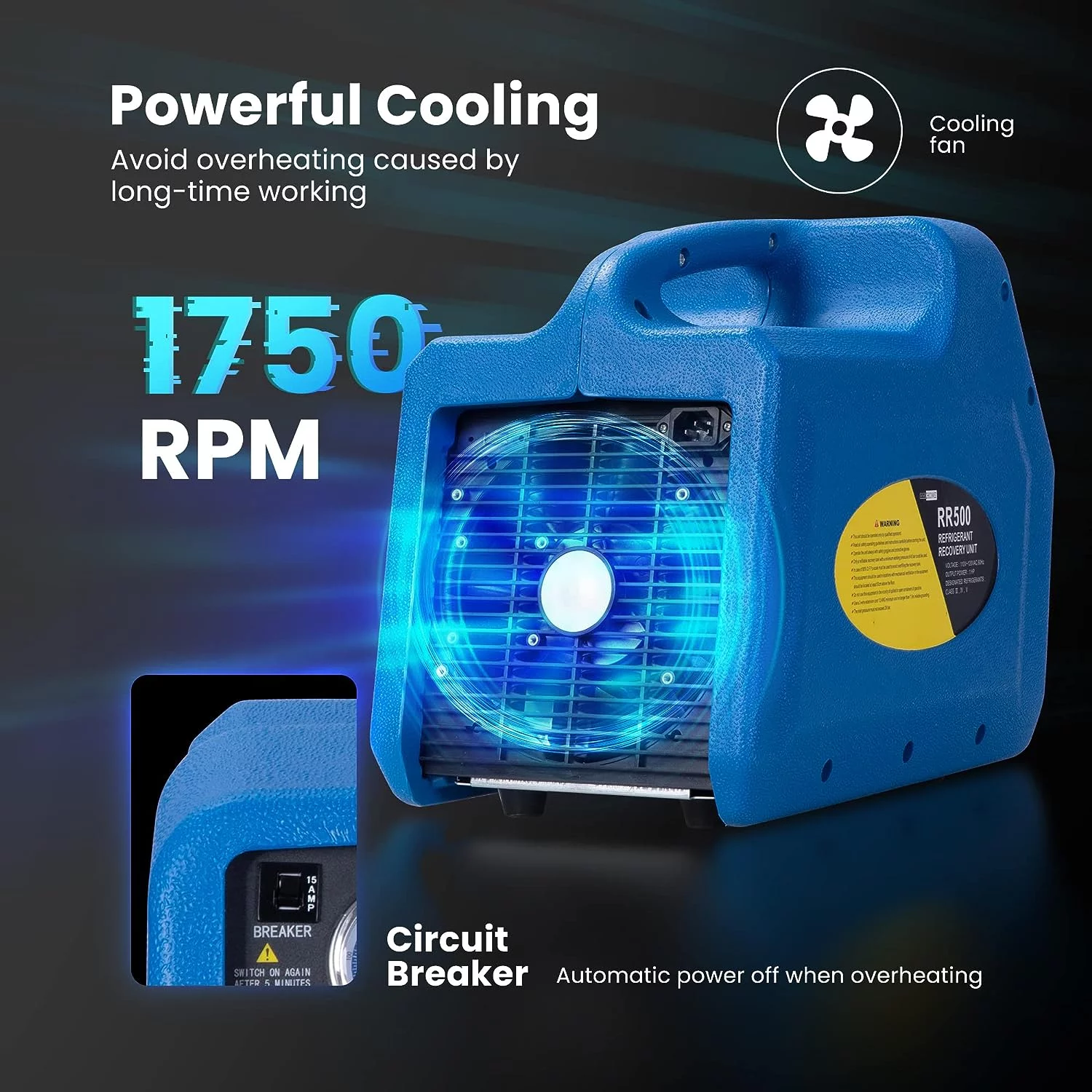 SPECSTAR R1234YF 1 HP Dual Cylinder Portable Refrigerant Recovery Machine Oil-Less Freon Recycling Unit for Vapor Liquid Refrigerant