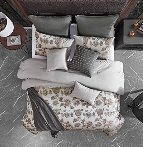 Riverbrook Home 100% Polyester Comforter Set, Queen, Hillcrest - Ivory/Gold, 9 Piece Set