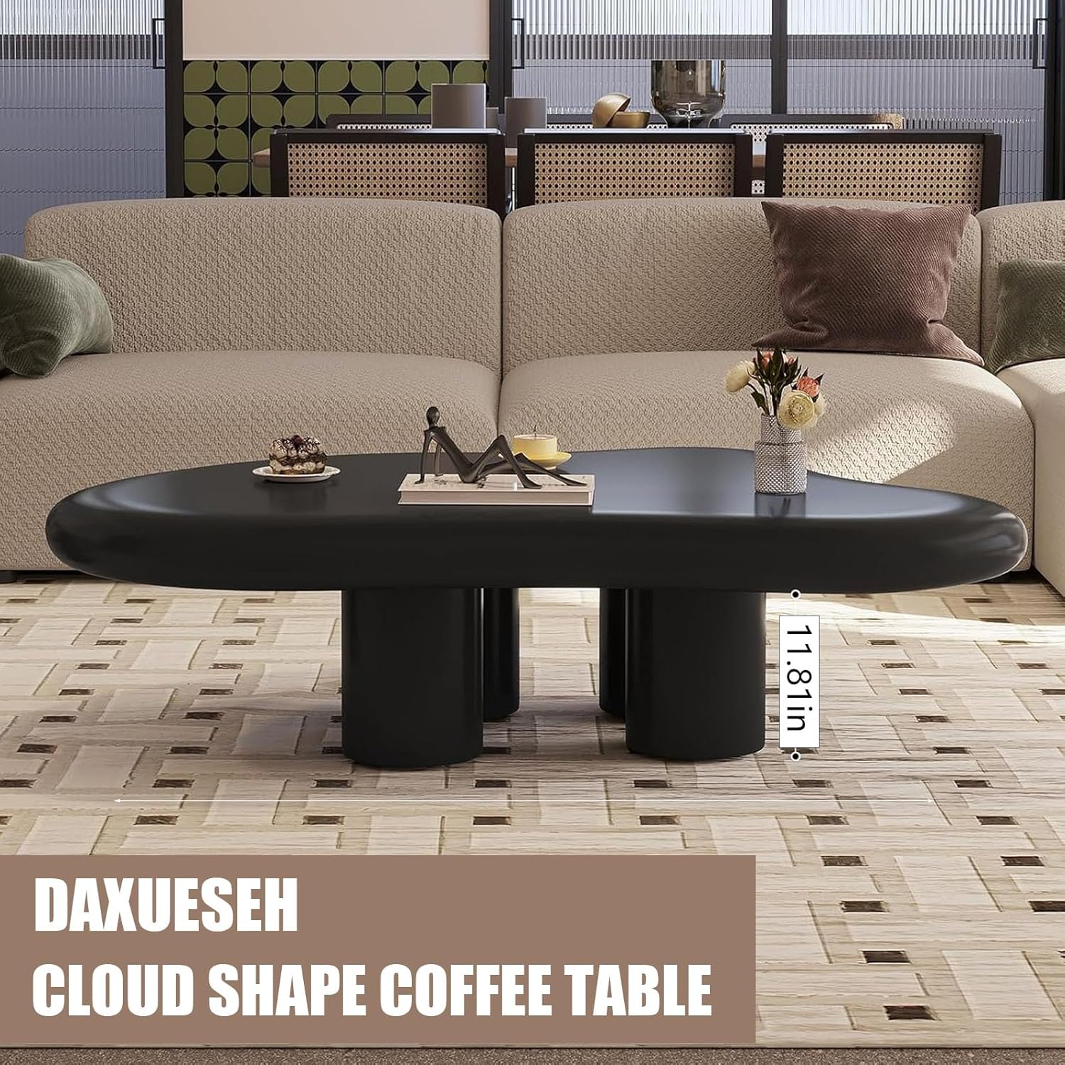 Cloud Coffee Table Irregular Indoor End Table for Living Room Modern Coffee Table Free Shape Coffee Table with 4 Legs