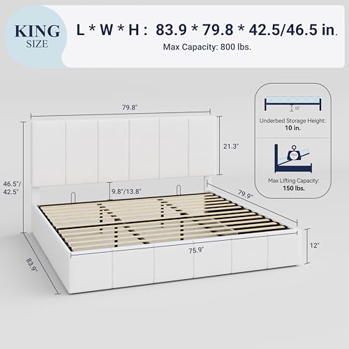 Allewie Queen Size Velvet Lift Up Storage Bed Frame, Vertical Channel Tufted Headboard, Hydrualic Underneath Storage, Upholstered Platform Bed