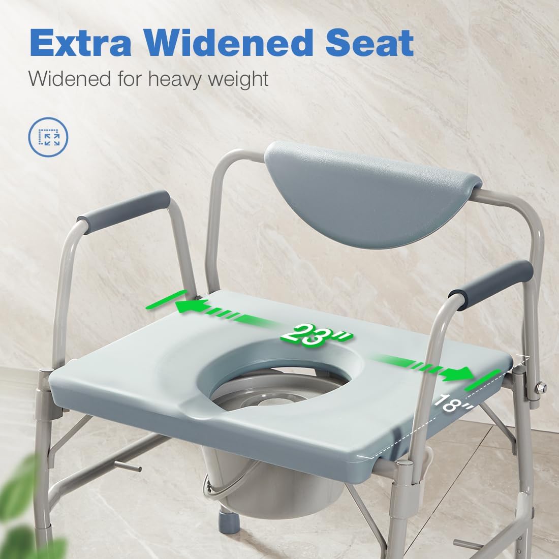 GreenChief 3 in 1 Bariatric Commode 700 LBS, Drop Arm Bedside Commode Chair, Potty Chair with Extra Wide Seat, Raised Toilet Seat with Handles