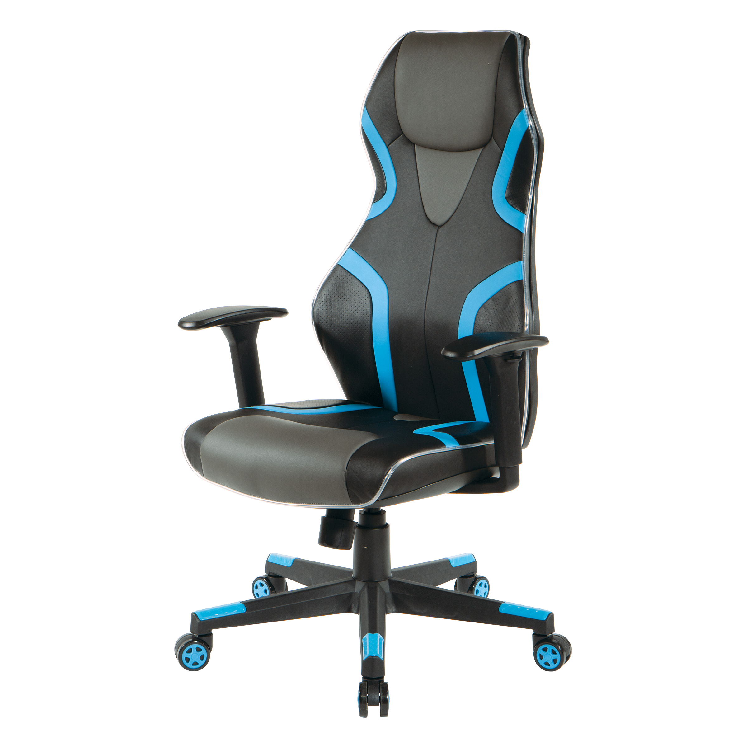 OSP Home Furnishings Lumbar Support & Adjustable Swivel Gaming Chair, Gray