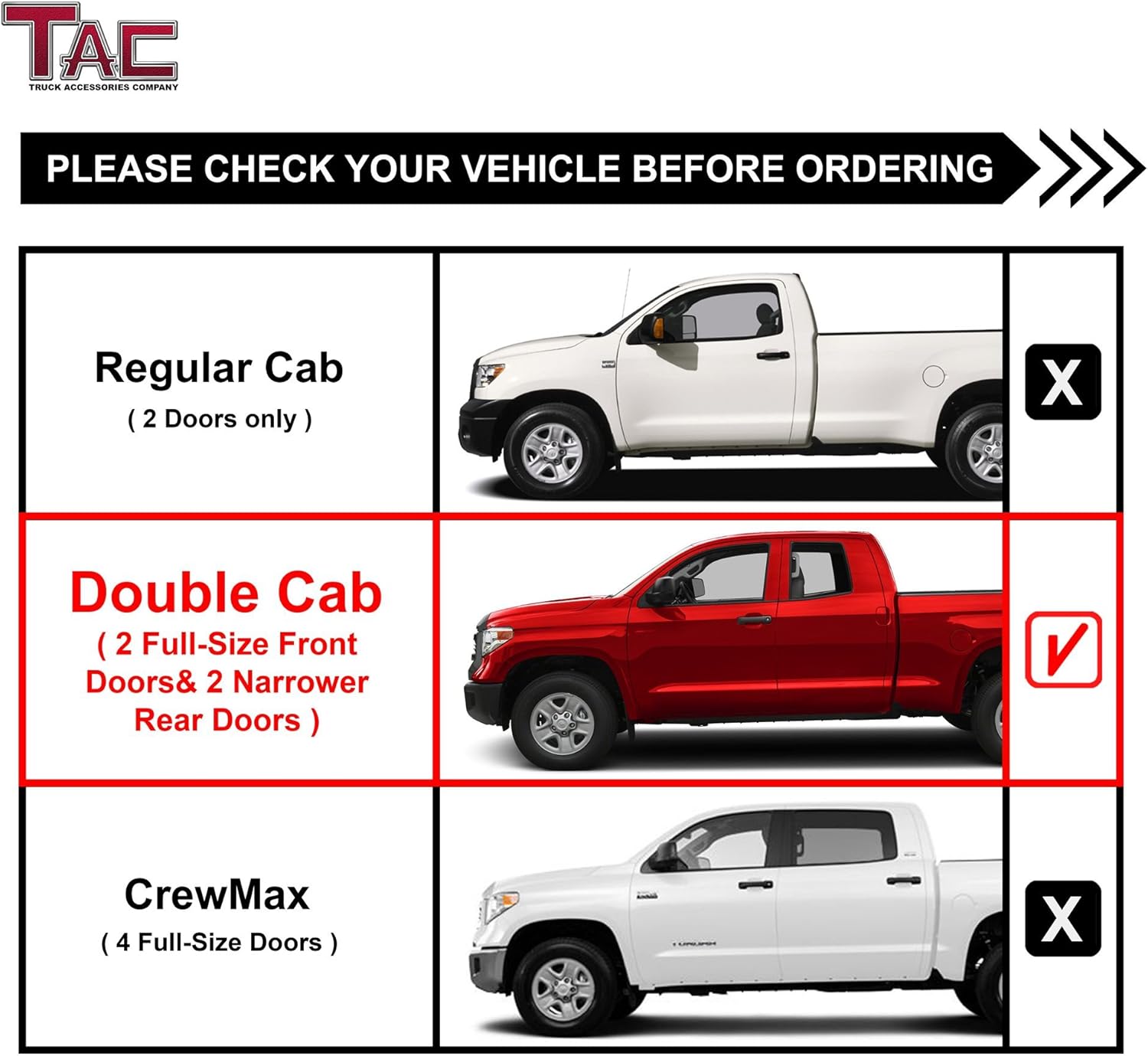 TAC Sidewinder Running Boards Fit 2007-2021 Toyota Tundra Double Cab 4&rdquo