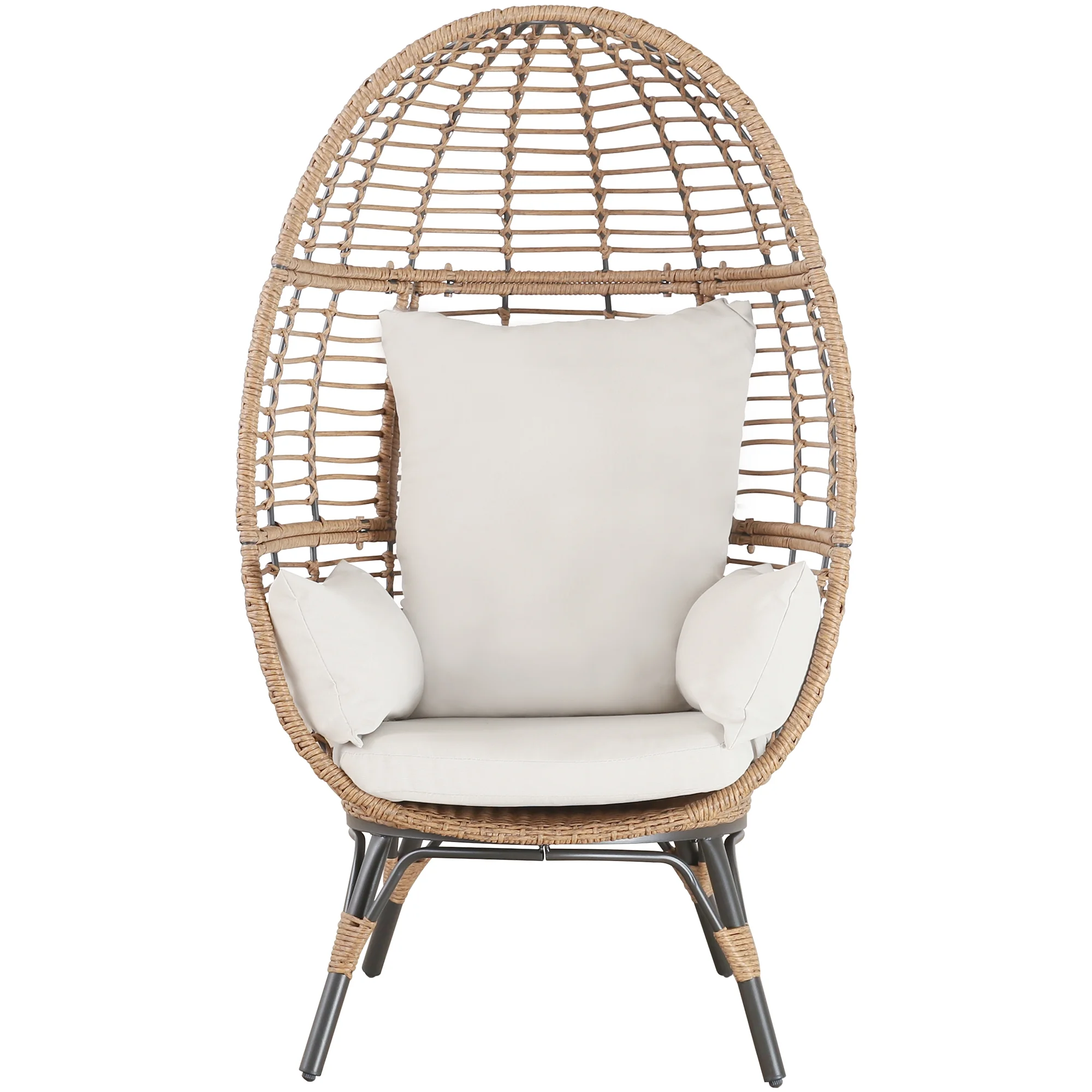 Ulax Furniture Outdoor Patio Wicker Egg Chair Indoor Tear Drop All-Weather Rattan Chair with 4 Cushions for Patio, Backyard, Living Room
