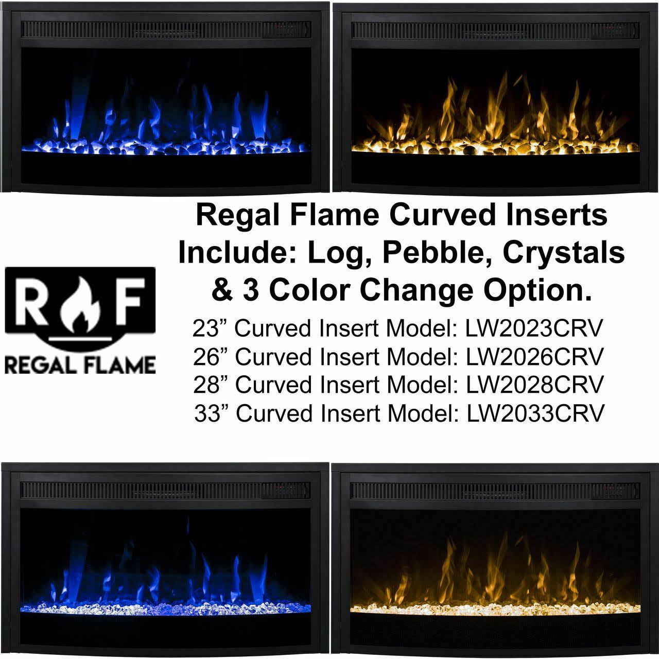 Regal Flame 26x22 Curved Ventless Heater Electric Fireplace Insert