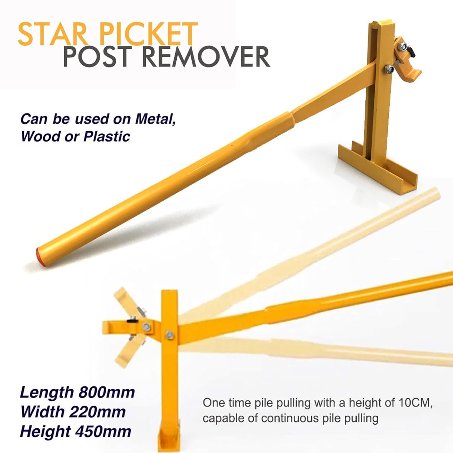 Heavy Duty Post Puller Set with Lifting Chain Puller, Fence Post Remover Puller Stainless Steel Metal Lifter with Handle for Ranch Farm