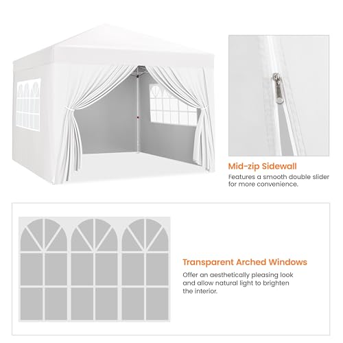 Yaheetech 10x10 Pop Up Canopy with 4 Removable Sidewalls, Portable Enclosed Instant Tent, Waterproof Outdoor Tent, Beach Sun Shelter with 4 Sandbags