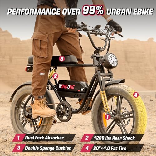 E2/K20 Electric Bike for Adults, 48V 13Ah/15Ah Battery, Up to 28 MPH & 46.6/60 Miles (PAS), 750/1000W Peak Ebike with All-Terrain 20"/26''