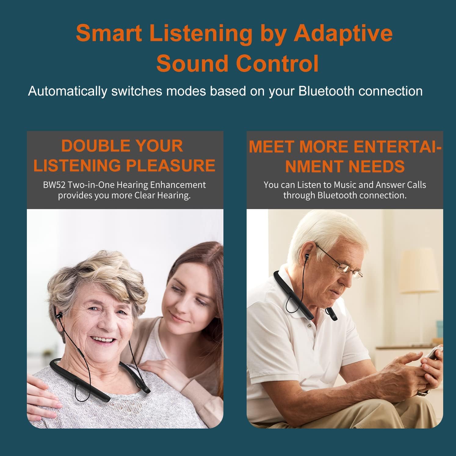 [2022 New] Maihear Rechargeable Bluetooth Hearing Amplifier to Aids for Seniors&Adults, Wireless Neckband Sound Amplifier Enhancer Device