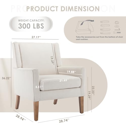 COLAMY Modern Wingback Living Room Chair, Upholstered Fabric Accent Armchair
