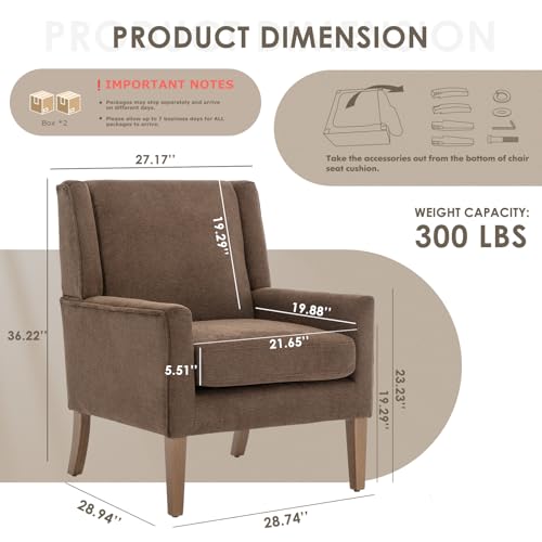 COLAMY Modern Wingback Living Room Chair, Upholstered Fabric Accent Armchair