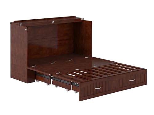AFI Southampton Queen Murphy Bed Chest with Mattress, Storage, and Built-in Charger in Grey