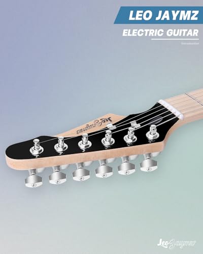 Leo Jaymz 39" Full Size ST Style Electric Guitar Starter Kit with SSH Pickup, 5W Portable Amp, Tuner, Gig Bag, Strap & Accessories (Violet Ocean)