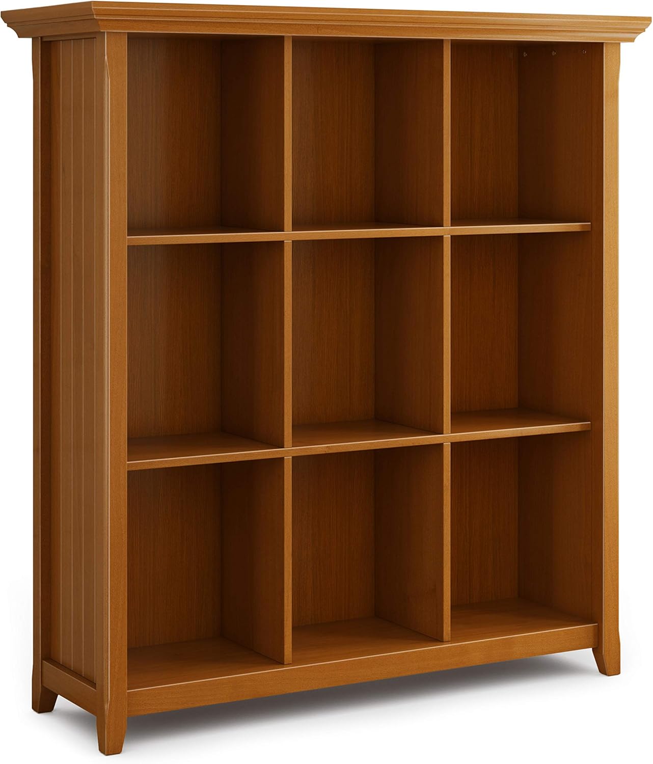 SIMPLIHOME Acadian SOLID WOOD 48 inch x 44 inch Rustic 9 Cube Bookcase and Storage Unit in Warm Walnut Brown with 9 Shelves, for the Living Room
