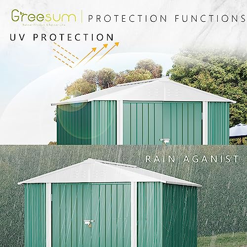 Greesum 5×3 FT Outdoor Storage Shed, Metal Storaged Sheds Without Floor, Tool Sheds with Lockable Doors and Sloping Roof for Garden, Patio, Backyard