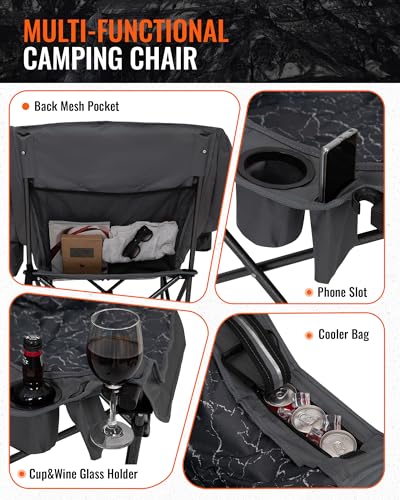 KingCamp Oversized XL Camping Chair, Heavy Duty 500lbs Folding Couch for Adults