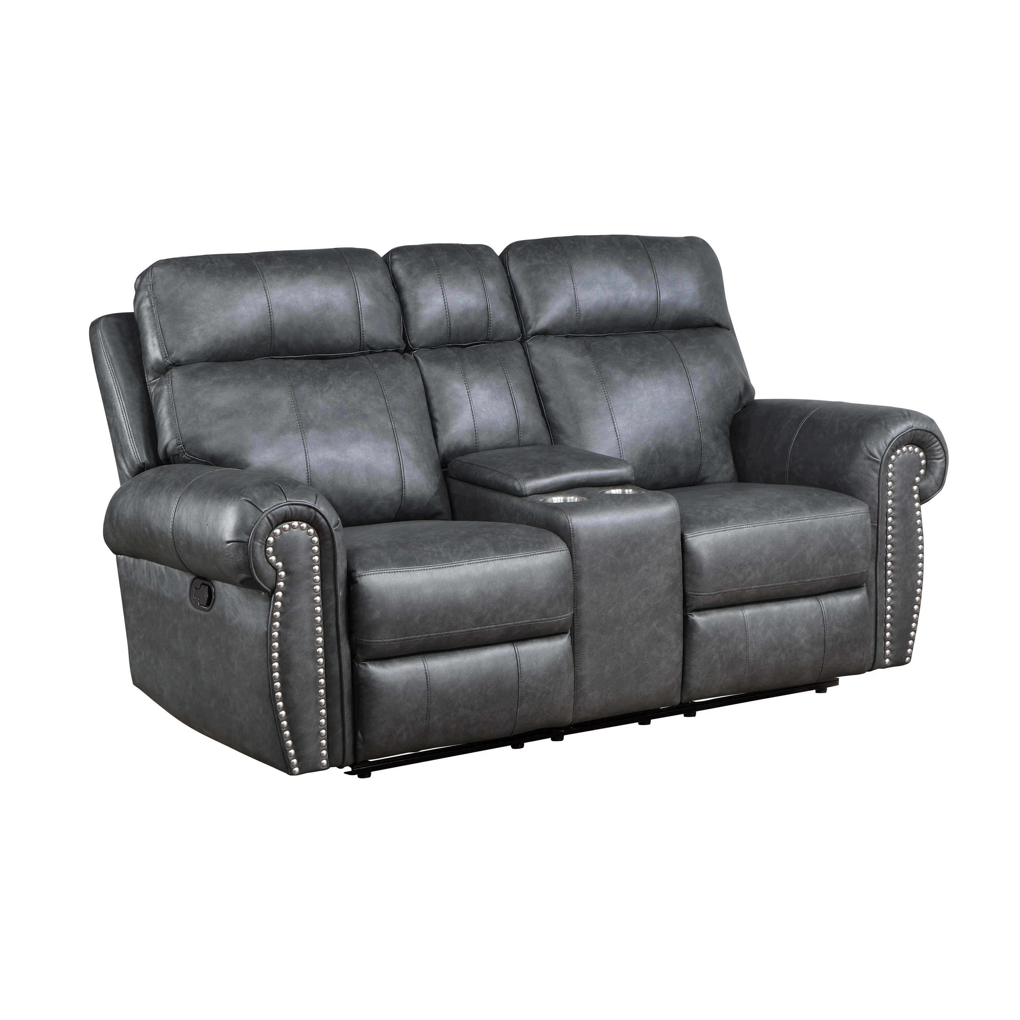 Fremont & Park Chesky Breathable Faux Leather Manual Double Reclining Loveseat Brown