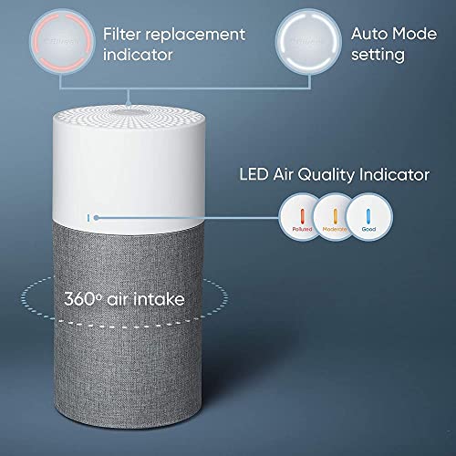 BLUEAIR Air Purifier Large Room, Air Cleaner for Dust Pet Dander Smoke Mold Pollen Bacteria Virus Allergen, Odor Removal