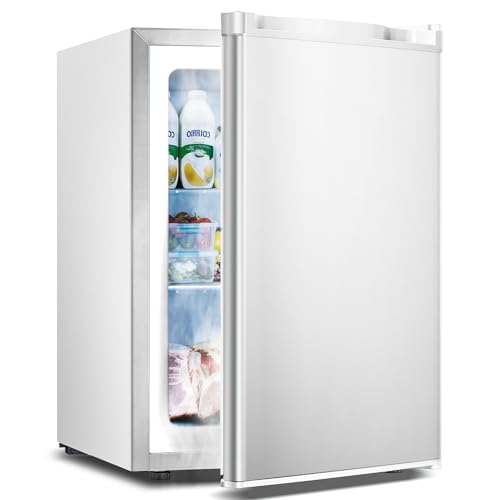 3.0 Cu.ft Upright Freezer, Small Mini Freezer with Adjustable Thermostat, Removable Shelves, Reversible Single Door, for Bedroom/Home/Dorms/Apartment