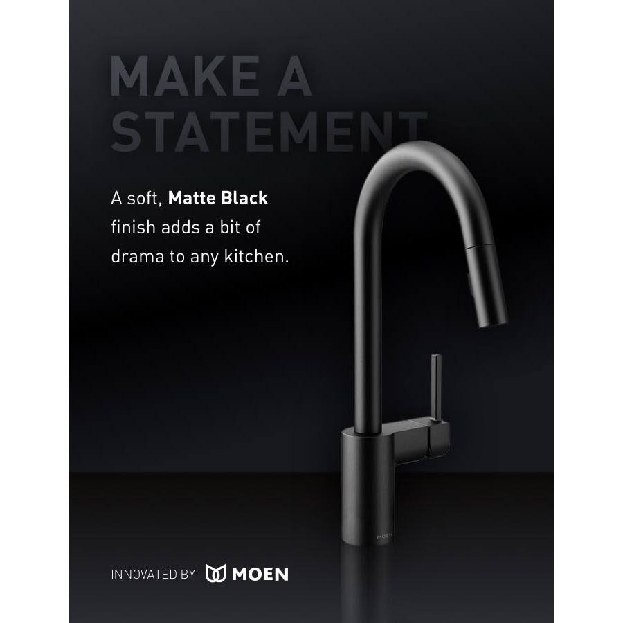Moen 7294BL Arbor Single Handle High Arc Pullout Kitchen Faucet - Matte Black