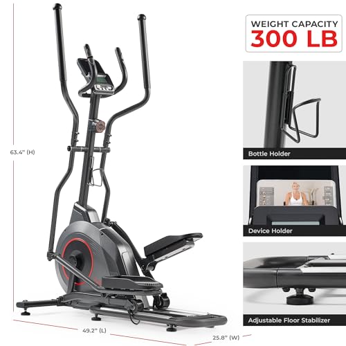 Sunny Health & Fitness Smart Upright Elliptical w/Pulse Sensor Built-in, Indoor Full-Body Cross-Training & Cardio Exercise Machine for Home