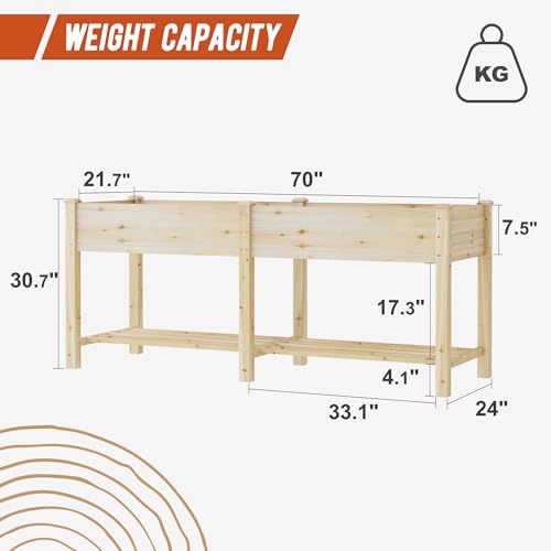GHWIE Raised Garden Bed with Shelf,Elevated Wooden Planter Box with Legs,Garden Planter for Backyard, Patio, Balcony