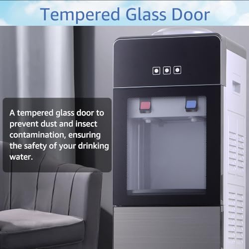 Top Loading Water Cooler Dispenser, Water Cooler Dispenser with Removable Drip &Storage Cabinet, Water Cooler for Home Office Dormitory