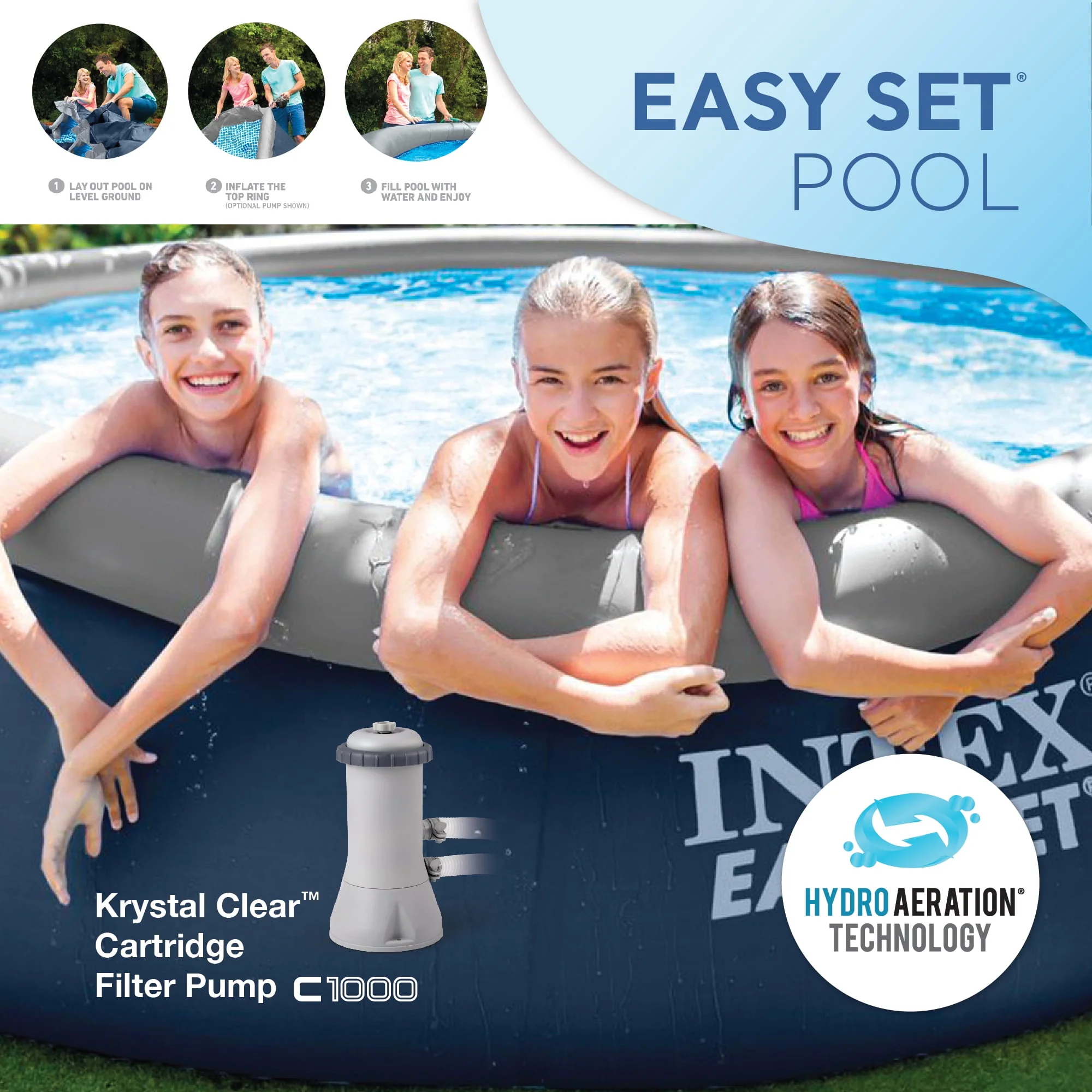 Intex Easy Set 15' x 42 Inflatable Outdoor Above Ground Swimming Pool Set