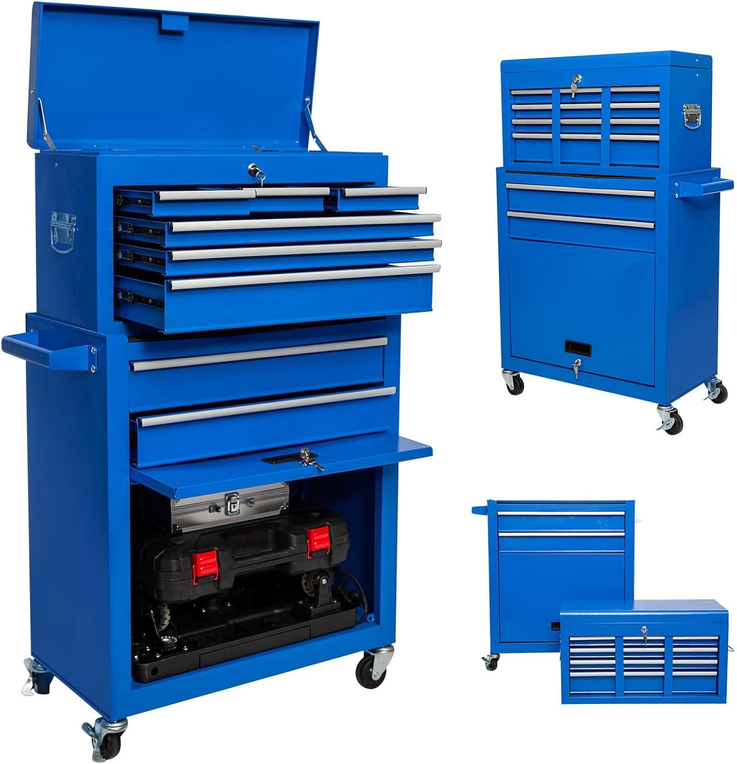 High Capacity 8-Drawer Rolling Tool Chest,Large Removable Portable Tool Chest and Tool Storage Cabinet