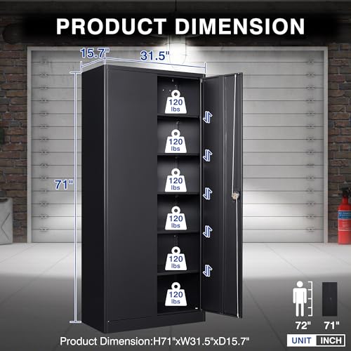 Metal Garage Storage Cabinet with Wheels,Metal Storage Cabinet with Adjustable Shelves,Steel Tool Cabinets with Locking Door for Home, School, Office
