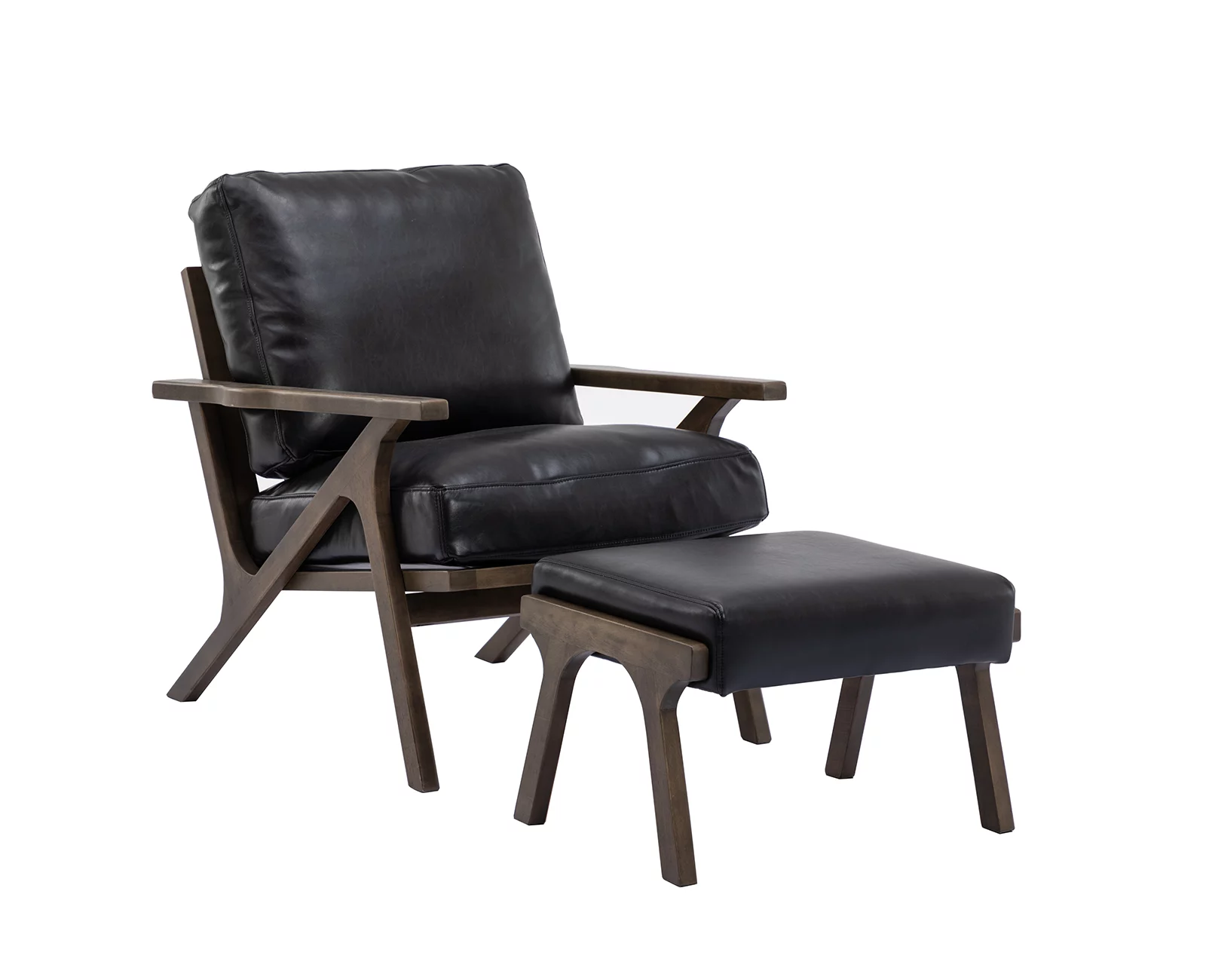 Guyou Mid Century Accent Chair and Ottoman Set