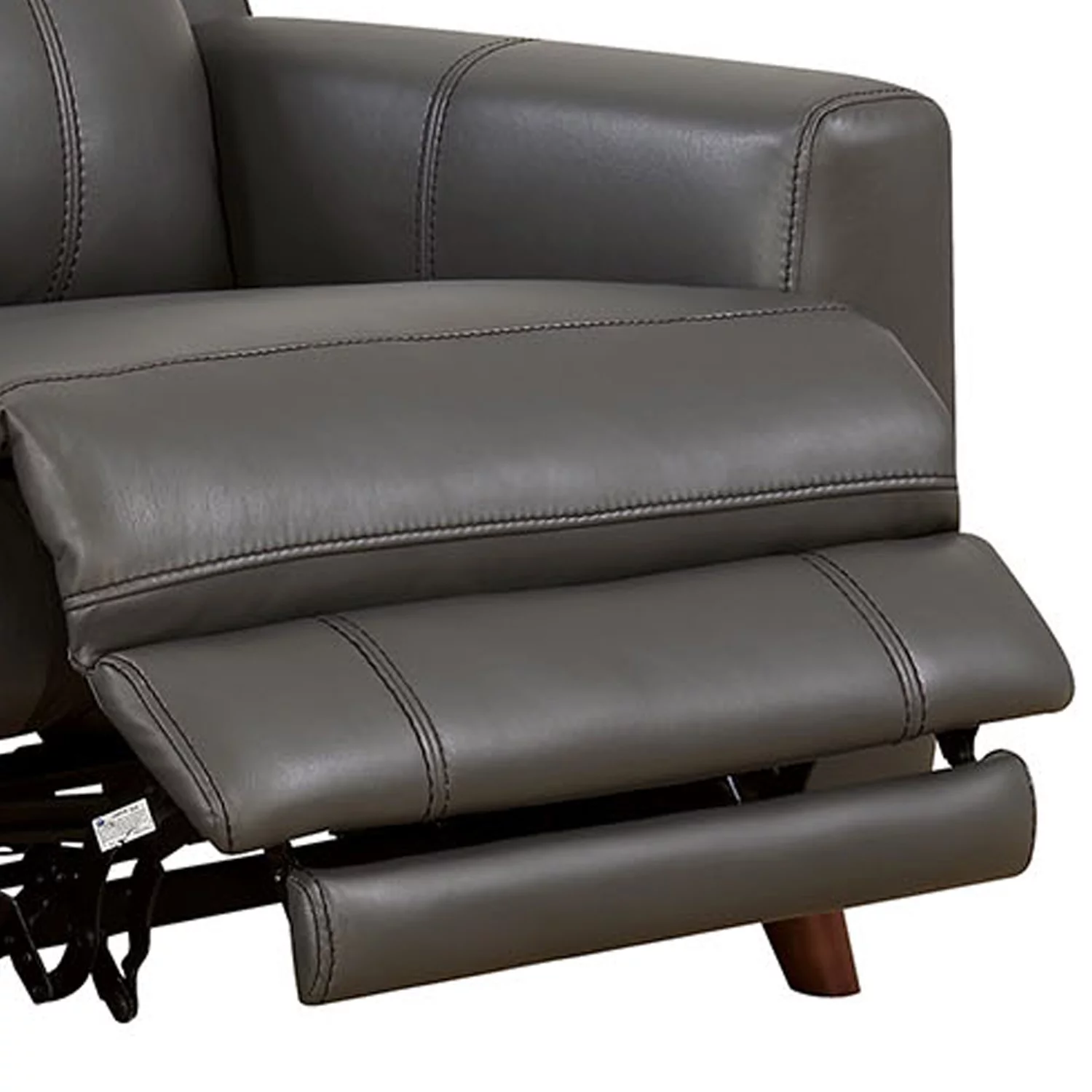 Transitional Leather Gel Recliner Sofa With Power Outlet, Gray