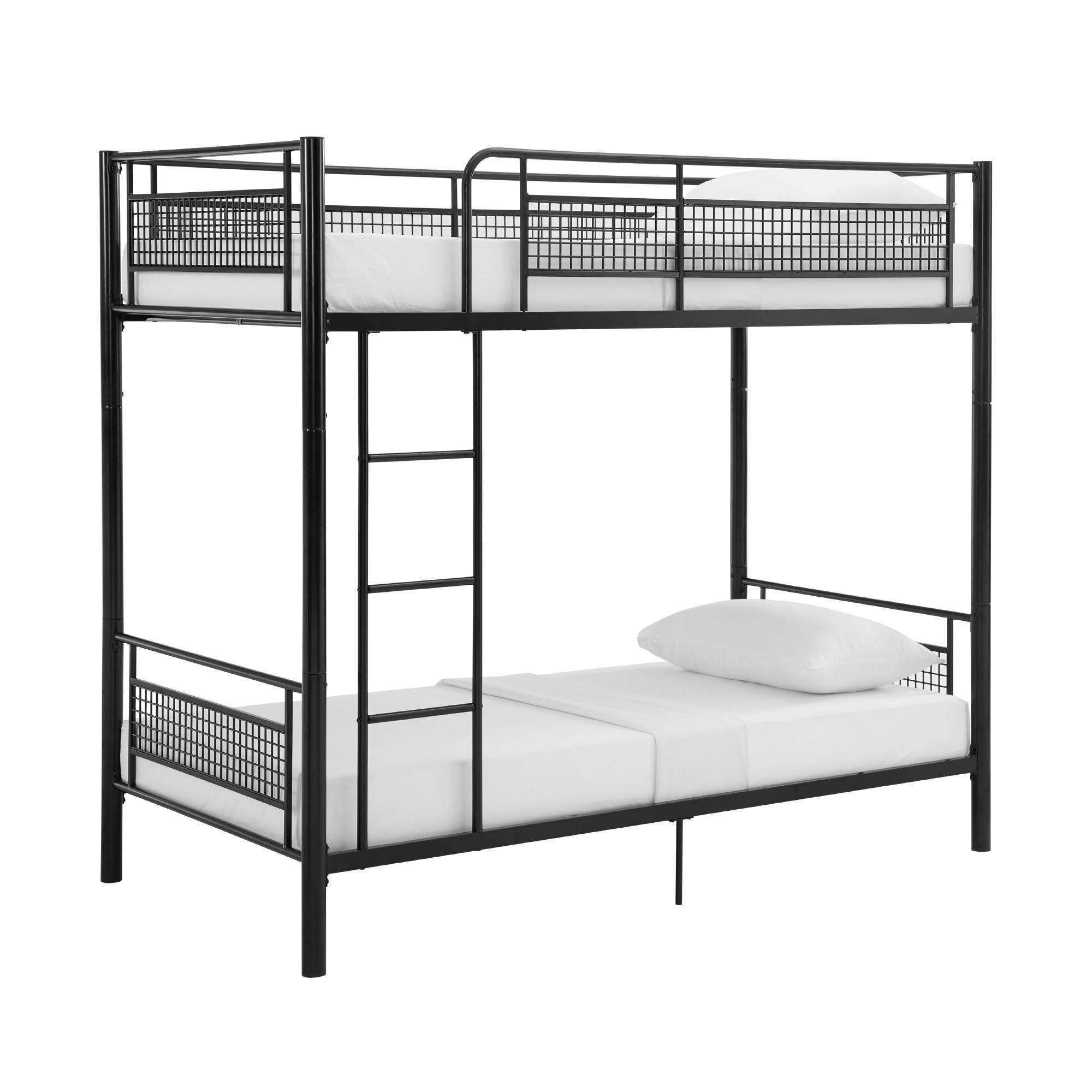 Twin Over Twin Metal Mesh Frame Bunk Bed Black - Saracina Home