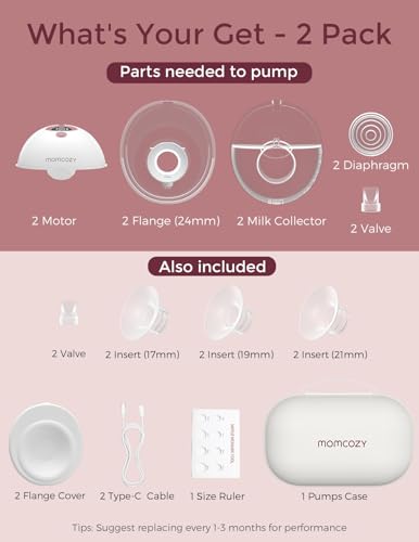 Momcozy M5 Hands-Free Wearable Breast Pump, Double-Sealed Flange for Baby-Like Comfort, 3 Modes & 9 Suction Levels, Portable Electric Pump – 24mm