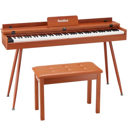 Electric Piano 88 Keys Digital Piano Weighted for Beginner Keyboard Piano Include Piano Bench Power Adapter Three Pedal Manual User (Wood Color)