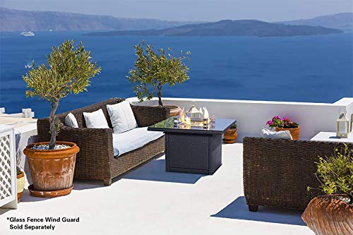 Outland Living 410 Series Fire Table – 36-Inch Outdoor Propane Gas Fire Pit Table with Tempered Glass Top & Arctic Ice Decorative Glass Rocks