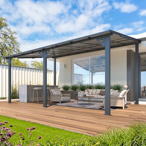 AECOJOY 10&rsquo; x 10&rsquo; Gazebo, Wall Mounted Gazebos Pergola on Clearance, Outdoor Patio Lean to Gazebo Awnings for Deck, Porch