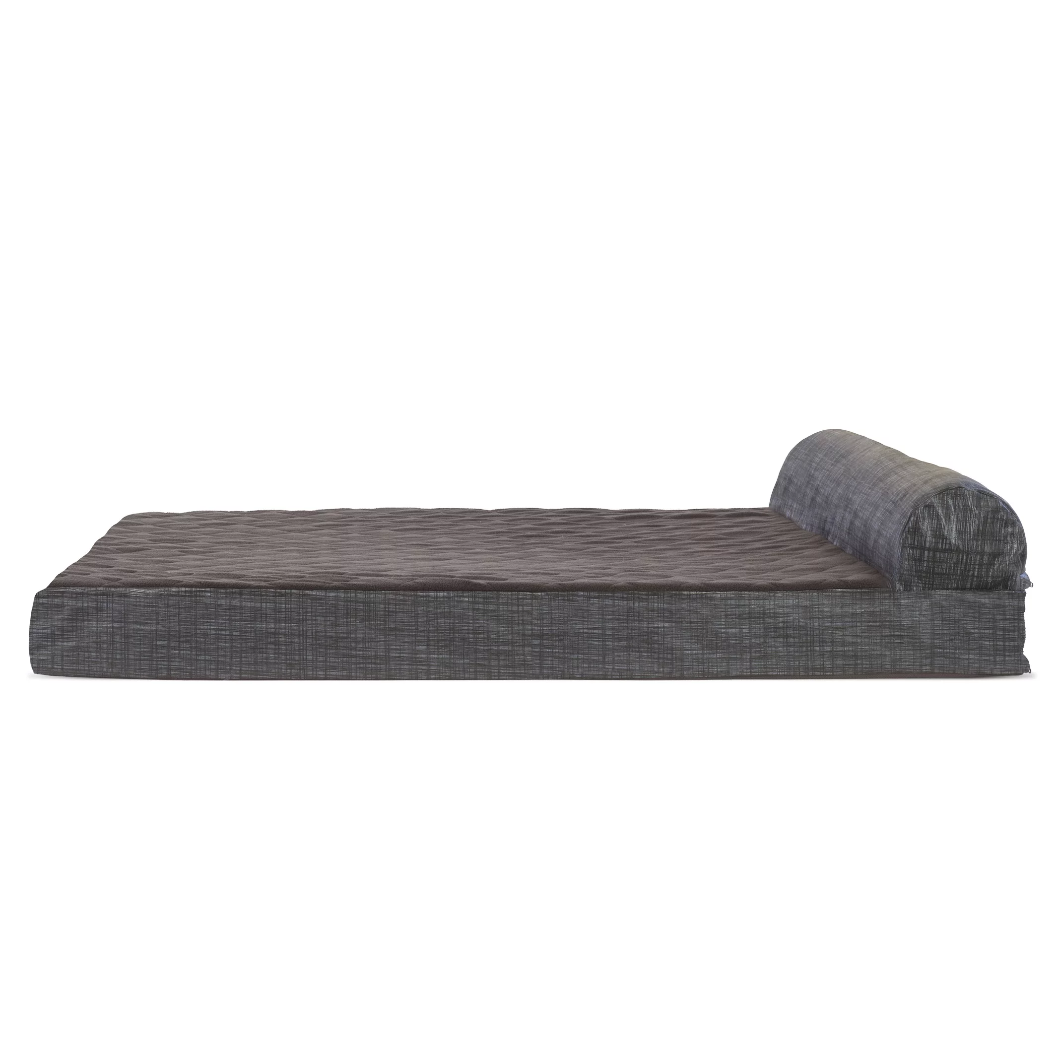 FurHaven | Orthopedic Quilted Fleece & Print Chaise Lounge Pet Bed for Dogs & Cats, Espresso, Large - Curated Treasures Market