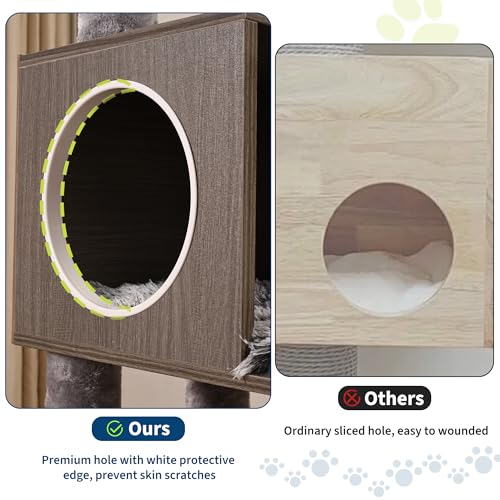 Cat Tree with Litter Box Enclosure, 2-in-1 Cat Tower, 66.9-Inch Tall Cat Condo with Scratching Posts, Perch (Grey)