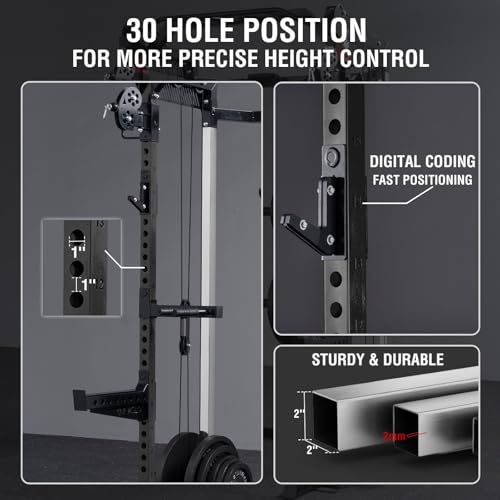 Mikolo Power Cage, 2000LB Power Rack with Independent Dual Pulley System, Multi-Function Home Gym Workout Machine for Cable Crossover