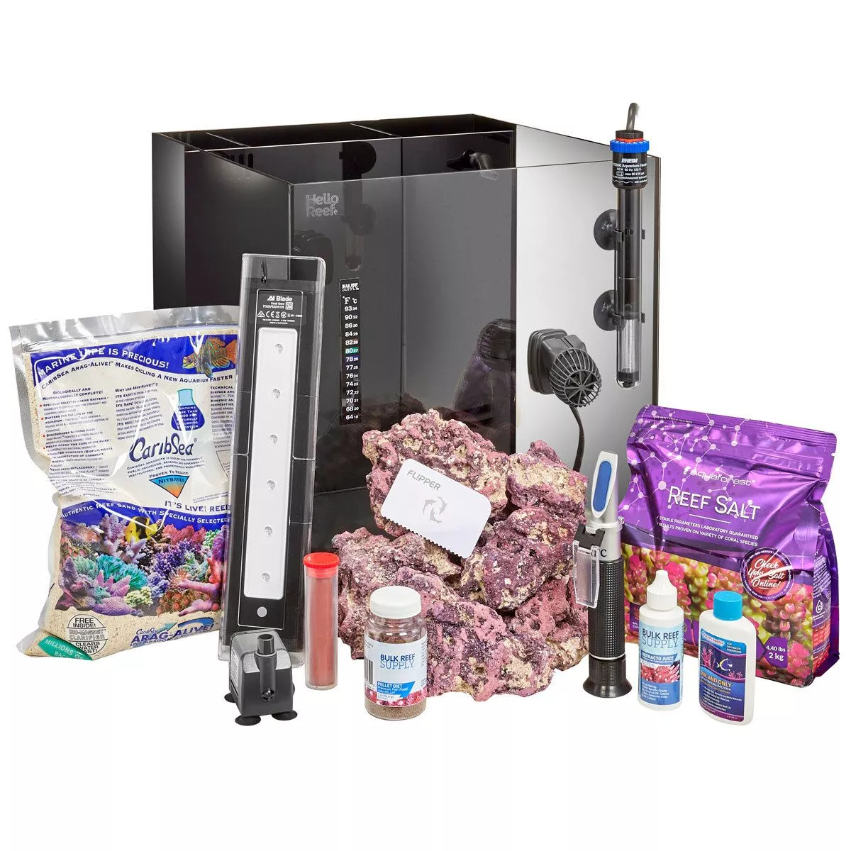 HelloReef Clownfish &amp; Anemone Aquarium Kit with Accessories for Saltwater Tank