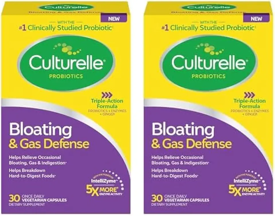 Culturelle Bloating & Gas Defense, Digestive Enzymes & Probiotics for Digestive Health, 30 Capsules