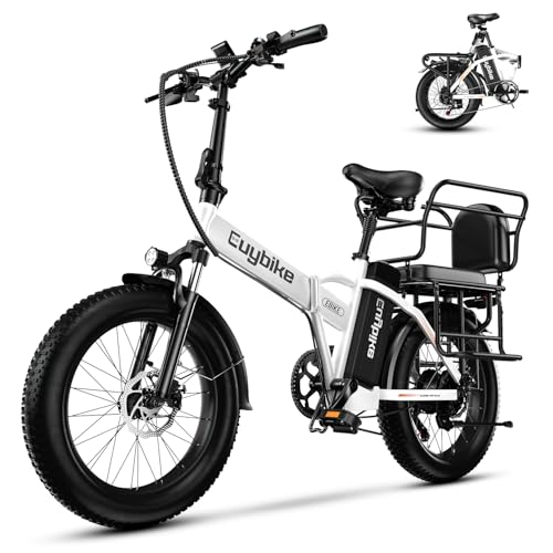 1000W Folding Electric Bike,48V 20AH Removable Battery E Bike,30+MPH,80 Miles Max Range Electric Bike for Adults,20" Fat Tire Foldable ebike