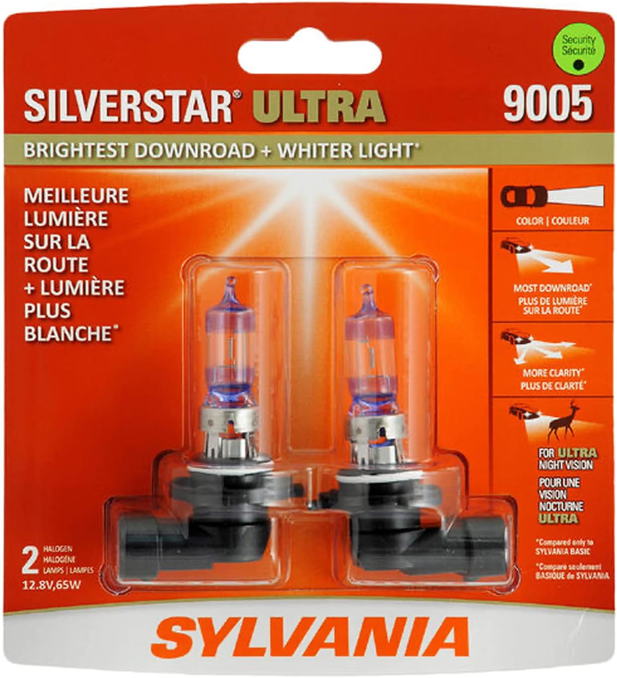 SYLVANIA - 9005 SilverStar Ultra - High Performance Halogen Headlight Bulb, High Beam, Low Beam and Fog Replacement Bulb