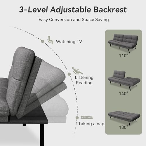 71" Convertible Futon Sofa,Faux Leather Futon Couch Bed,Sleeper Sofa Bed,Memory Foam Modern Folding Small Loveseat for Living Room,Office,Apartment