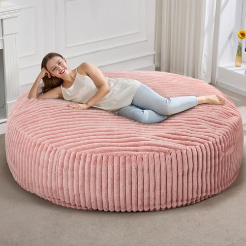 Hobestluk 5ft Bean Bag Chairs for Adults Large Beanbag Chair with Stripe Plush Cover Big Bean Bag Chair for Living Room Bedroom Dorm Office -Black