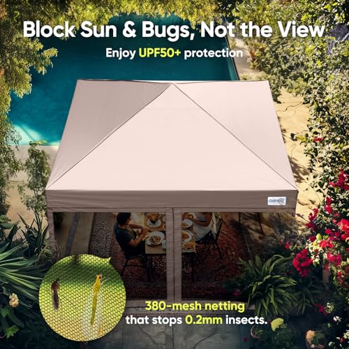 Quictent 6.6'x6.6' Pop up Screened Canopy Tent with Mosquito Netting, Portable Easy up Outdoor Screen House Shelter Fully Sealed for Patio
