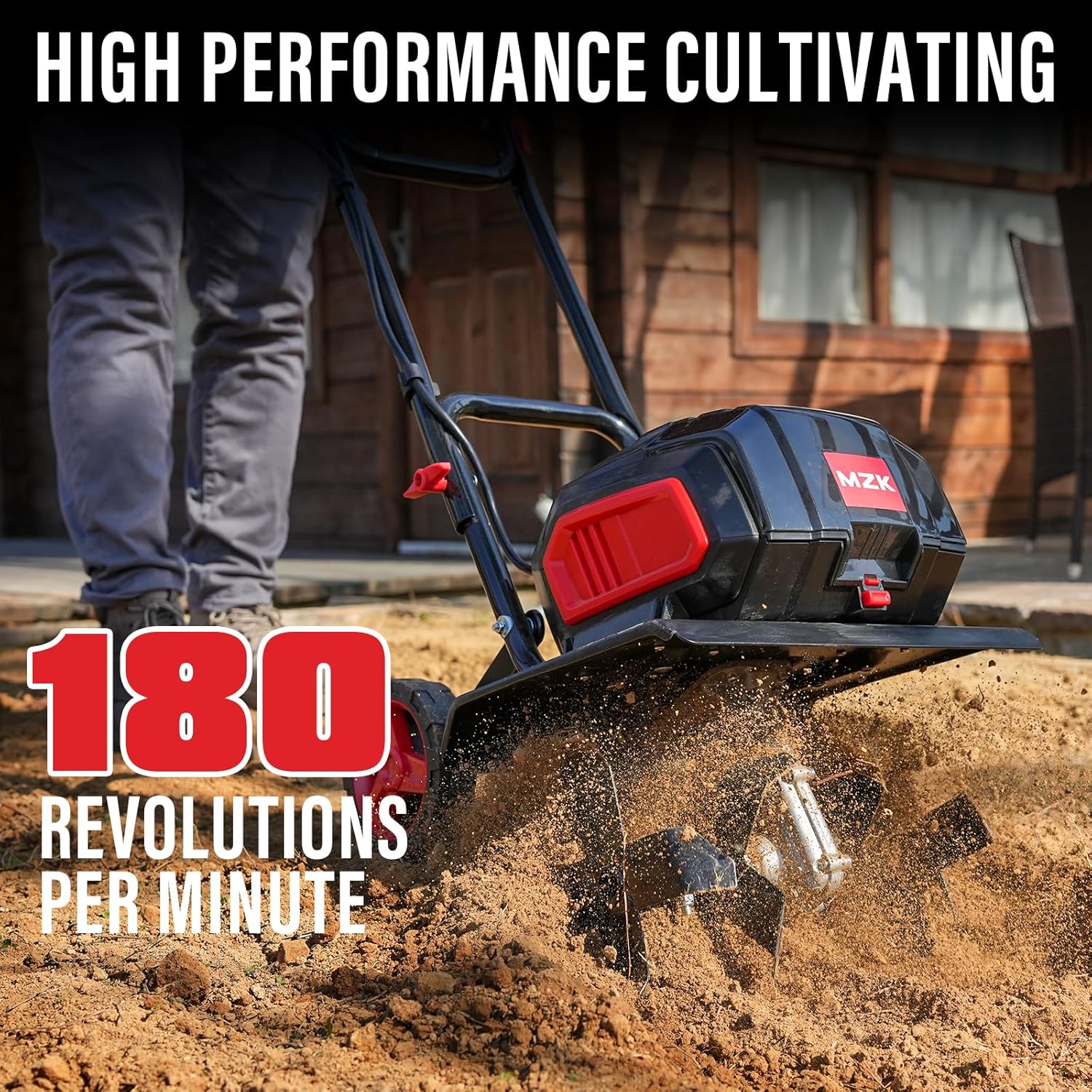 MZK 40V 12-inch Cordless Garden Tiller, Battery Powered Garden Cultivator, 2 * 4.0Ah Battery and Fast Charger Included
