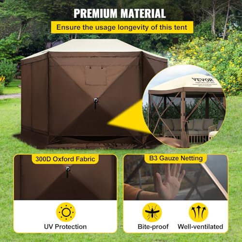 VEVOR Pop Up Gazebo Screen Tent, Pop-Up Instant Gazebo Tents with Mosquito Netting Outdoor Canopy
