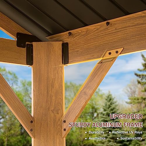 Domi 10' x 10' Hardtop Gazebo Outdoor Metal Gazebo with Galvanized Steel Double Roof Canopy, Curtains and Netting for Patio, Backyard, Deck